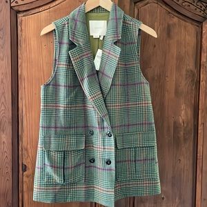 NWT ANTHROPOLOGIE PLAID MENSWEAR VEST. SIZE SMALL.